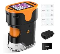 Microscope Numérique avec Écran de Poche pour Enfants: Loupe Rechargeable Mini Bijoux Jouet Éducatif Scientifique STEM Cadeau de Noël Filles Garçons de 4 à 12 avec Carte 32G Coque EVA