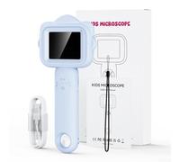 Microscope numérique avec résolution 200 MP et grossissement 500x, écran IPS de 2,4" pour enregistrement photo et vidéo, design portable pour l'enseignement scientifique (bleu)