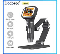 Microscope numérique Dodosee 2,4 pouces 1600X 1080P avec 8 lumières, microscope portable pour enfants, prend en charge la photo et la vidéo, outils de grossissement pour les pièces de monnaie New Vers