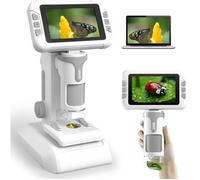 Microscope Numérique Enfant - Écran IPS 4 Pouces Rotatif 180° Zoom 1600X Photo Et Vidéo HD 1080P LED Réglables - Jouet Scientifique