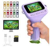 Microscope Numérique Enfants 5-7 Ans, 1000x, Écran Tactile 2", Portable, Kit Lames - Jouet Éducatif Nature (Violet).