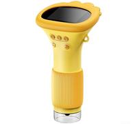 Microscope numérique grossissement 100x avec écran IPS HD pour enfants - Jouet portable pour inspection des plantes, insectes, pièces de monnaie, 14,4 cm, blanc (jaune)