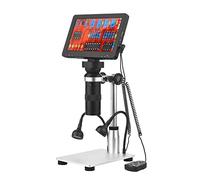 Microscope numérique LCD 7" grossissement 1200x, caméra vidéo portable rechargeable avec télécommande, support loupe 8 LED réglables pour circuit imprimé, observation de petits objets