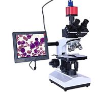 Microscope numérique, Microscope trinoculaire HD Biologique de Laboratoire Professionnel LCD 9 Pouces Zoom 2500X + USB VGA CVBS caméra numérique électronique CCD(Set 2)
