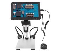 Microscope Numérique, Mini Microscope à Hauteur Rotative 1200X 1080P, Ordinateur de Projection de Microscope LCD de 7 Pouces avec 2 Lumières Latérales Réglables et 8 Perles