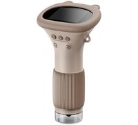 Microscope numérique portable avec grossissement 100x - Écran HD IPS - Jouet scientifique portable pour enfants - Compatible USB PC - Blanc - 14,4 cm (marron)