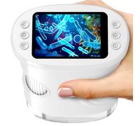 Microscope Numérique Portable pour Enfants avec Écran IPS 2.0 Pouces, Rechargeable, 8 Lumières LED Réglables, Stockage de Photos Intégré, 200X Mini Scope de Poche Cadeaux Éducatifs pour 4-12 Ans-Blanc