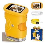 Microscope Numérique pour Enfants, 1000X Portable Rechargeable Microscope Numérique, IPS 2'', 8 Lumières LED, Scientifique et Jouet Éducatif pour Enfants 3-12 Ans