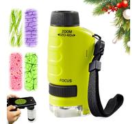 Microscope Numérique pour Enfants, 2026 Nouveau Microscope de Poche Portable, Micro Scope Portable pour Enfants avec LED 12 Spécimens Micro-Scope Enfant Portable Jouet Scientifique Éducatif (Vert)