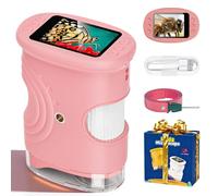 Microscope Numérique pour Enfants, 50-1000X Portable Rechargeable Microscope Numérique, IPS 2″, 8 Lumières LED, Scientifique et Jouet Éducatif pour Enfants 3-12 Ans