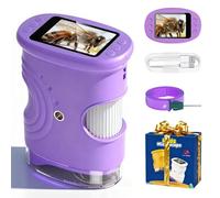 Microscope Numérique pour Enfants, 50-1000X Portable Rechargeable Microscope Numérique, IPS 2″, 8 Lumières LED, Scientifique et Jouet Éducatif pour Enfants 3-12 Ans