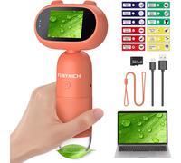Microscope Numérique pour Enfants avec 32GB Carte Mémoire+12 Lames Offertes,Écran IPS 2.0 Pouces HD,500X-1000X Grossissement,8 LED Réglables, Appareil Photo/Vidéo 1080P,14 Langues, Orange