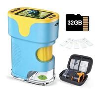 Microscope numérique pour enfants avec écran HD 4K | Grossissement jusqu'à 1000x | Comprend des lames préparées et une carte de 32 Go | Batterie rechargeable STEM Jouet scientifique Cadeau pour