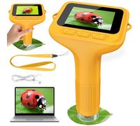 Microscope Numérique pour Enfants avec Écran IPS 3.0 Pouces, Rechargeable, Grossissement 1000x, 8 Lumières LED, Jouet Expérimental et Cadeau Éducatif pour Enfants de 3 à 12 Ans et Adultes