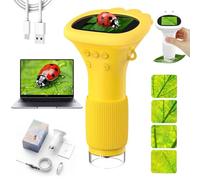 Microscope Numérique pour Enfants, Microscope Portable 50x-200x avec Écran IPS 2" Et 8 Lumières LED pour La Photo Et La Vidéo, Rechargeable, Cadeau Éducatif pour Enfants À Partir De 3 Ans (Orange)