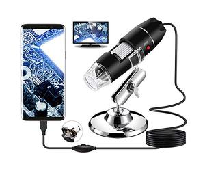 Microscope numérique USB, Endoscope de grossissement 40X-1000X Portable Bysameyee, Microscope Digital 8 LED pour Windows 7/8/10 Mac Linux sous Android (avec OTG)