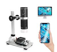 Microscope numérique WiFi Cainda pour iPhone Android Phone Mac Windows HD 1080P Enregistrement vidéo Microscope Portable sans Fil à grossissement 50-1000X avec support métallique et Sac de Transport