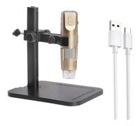 Microscope numérique WiFi grossissement 1000x avec 8 lumières LED pour inspection de la peau - Caméra USB portable compatible avec iPhone pour Android PC Support doré