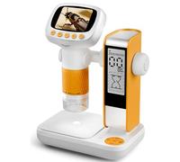 Microscope Portable 1000X, Microscope numérique de Poche avec numérique IPS de 2 Pouces, 8 lumières LED réglables, idées de Cadeaux d'anniversaire, Photo vidéo Yellow