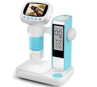 Microscope Portable 1000X, Microscope numérique de Poche avec numérique IPS de 2 Pouces, 8 lumières LED réglables, idées de Cadeaux d'anniversaire, Photo vidéo Blue