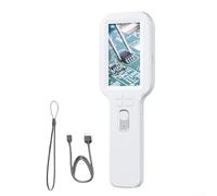 Microscope portable grossissement 5-500x avec écran de 7,6 cm - Portée numérique WiFi intelligente pour évaluation de bijoux et étude des plantes - 4 To pour prise en charge SD (blanc)
