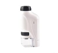 Microscope portable, monoculaire 60 x 120 x avec LED pour enfants, loupe de poche, outil scientifique éducatif pour mini microscope (blanc)