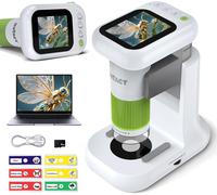 Microscope Portable Pour Enfants Avec Support,Écran Ips 50x-1000x 2.0,Microscope Numérique Avec 8 Lumières Led,Photo Et Vidéo,Cadeau D'Anniversaire 3 En 1 Pour Enfants À Partir De 3 An