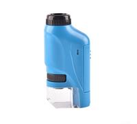 Microscope portable pour enfants grossissement 60 x 120x, lentille monoculaire avec lumière LED et support de téléphone pour exploration de la nature (bleu)