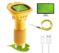 Microscope Portable pour Enfants, Mini-caméra avec Zoom 1000x, écran pour IPS 2", éclairage LED USB - Connexion au PC, Facile à Utiliser, extérieur dès 3 Ans (Orange)