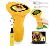 Microscope portable pour enfants - Zoom 1000x - Mini microscope numérique - Écran IPS 2,0" - USB - Lumières LED - Connexion à PC, mini microscope extérieur - À partir de 3 ans - Orange