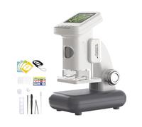 Microscope portable rechargeable pour enfants avec écran LCD et fente pour carte mémoire, support réglable pour intérieur et extérieur, microscope éducatif