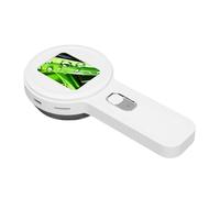 Microscope Portatif, Loupe Numérique Portable à Grossissement 200X avec écran de 2 Pouces 16 Lumières LED pour L'évaluation des Bijoux et L'observation de la Nature (White)