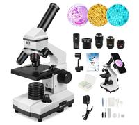 Microscope pour adultes professionnels : microscope composé pour enfants de 8 à 12 ans, 100 x 2 000 x x avec lames de microscope préparées et couvertures, microscopes stéréo pour enfants, laboratoire