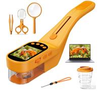 Microscope pour Attraper Insectes Jouet Enfants: 500X HD Loupe 1080P Photo et Vidéo - Cadeau pour Garçons Filles 3-12 Ans - Kit d' Expériences et Jeux pour Jardin et Camping