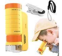 Microscope pour Clip Téléphone, Éclairé par LED, Compact, Mise Au Point | Microscope Éducatif 60x-120x Exploration En Plein Air, Expérience Scientifique, Observation De La Nature, Jaune