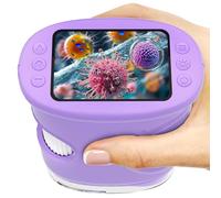 Microscope pour enfants : 1000 x et 1080p et 5,1 cm IPS de poche pour enfants - Mini miniscope portable - Jouets scientifiques Edu - Idées cadeaux pour garçons et filles à partir de 3 ans (violet