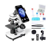 Microscope pour Enfants Adultes 100-2000x Microscopes Monoculaires Biologiques Éducatif Puissants pour Étudiants avec Accessoires Opération Diapositives Préparées Adaptateur Téléphonique