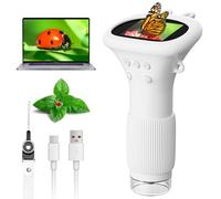 Microscope pour Enfants, Ahalfcit Microscope Numérique avec écran 2 Pouces - 1000X Microscope, Jouet éducatif Scientifique Cadeau pour Les Enfants de 3 à 12 Ans- Blanc