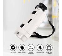 Microscope pour enfants avec éclairage LED, support pour téléphone, grossissement 80-120x, portable, avec échantillons et sac de rangement