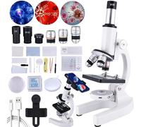 Microscope pour enfants et adultes, microscope 40X-2000X avec adaptateur de téléphone et diapositives, adapté pour les étudiants, l'école, le laboratoire et l'éducation à domicile