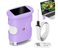 Microscope pour - Jouet Scientifique Rechargeable 1000X - Microscope Portable Numérique avec Écran de 5 cm - pour Garçons Maison Laboratoire Exploration Nature