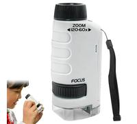Microscope pour les enfants 60x-20X Magnification Miniscope portative avec des lumières LED, microscope de poche portable pour l'apprentissage des enfants, l'éducation, 'exploration du monde