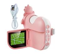 Microscope pour,microscope de poche pour, Microscope portable de dessin animé 1000X avec 8 lumières LED réglables, Écran LCD de 2 pouces, portée de découverte de dinosaures mignons pour en bas âge,