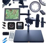 Rosfix Set Earth Pro MCEP-0.5X Microscope numérique avec zoom 7-45x, anneau lumineux 56 x LED et caméra Orion Pro, monture C, pour électronique, biologie, industrie, système de microscopie