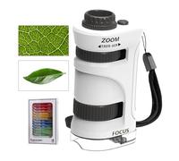 Microscope Scientifique Portable pour | Coffret De 12 Lames | Outil Pédagogique Et Interactif pour | Idéal pour La Maison, La Classe, Le Camping, Les Sorties Scolaires Et Les Explorati