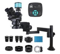 Microscope stéréo trinoculaire 4K 48MP - Ensemble de base de pince pliable HDMI VGA USB 3,5-200X(48MP 4K HDMI USB)