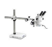 Microscope stéréo zoom Kern OZM 913, trino, 7x-45x, HSWF 10x23 mm, Trépied, Un bras (515 mm x 614 mm) avec plateau de table, Lampes annulaires LED 4,5 W