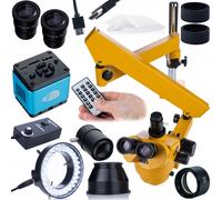 Microscope trinoculaire 7-45x sur bras articulé avec caméra Sony 4K USB-C, lenti