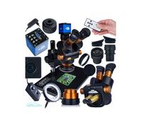 Microscope Trinoculaire Haumea PRO Black Series MSHP-T-PS1-B - Zoom 6 5-58x Caméra Full HD HDMI/VGA Éclairage LED 56x