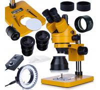 Microscope trinoculaire HQ StereoSet Pro 7-45x TrinoZoom avec lentille de Barlow